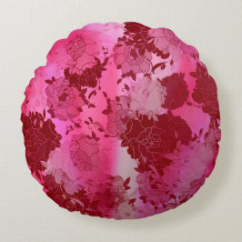 日本のフローラの赤いパターン ラウンドクッション