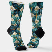 日本のフローラティール（緑がかった色）金ゴールドソックス ソックス (傾斜あり)