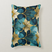日本のフローラティール(緑がかった色)金ゴールド アクセントクッション (正面(垂直))