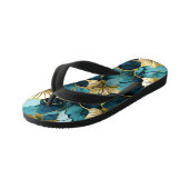 日本のフローラティール（緑がかった色）金ゴールド キッズビーチサンダル (アングル)