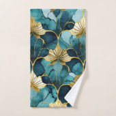 日本のフローラティール(緑がかった色)金ゴールド バスタオルセット (ハンドタオル)