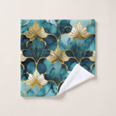 日本のフローラティール(緑がかった色)金ゴールド バスタオルセット (ウォッシュタオル)