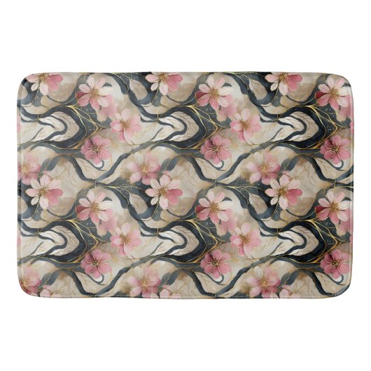 日本のフローラピンク金ゴールド バスマット (正面)