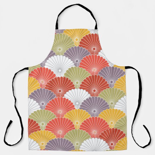 日本のフローラ波：カラフルヴィンテージ エプロン (正面)