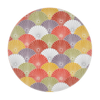 日本のフローラ波：カラフルヴィンテージ カッティングボード