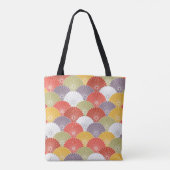 日本のフローラ波：カラフルヴィンテージ トートバッグ (裏面)