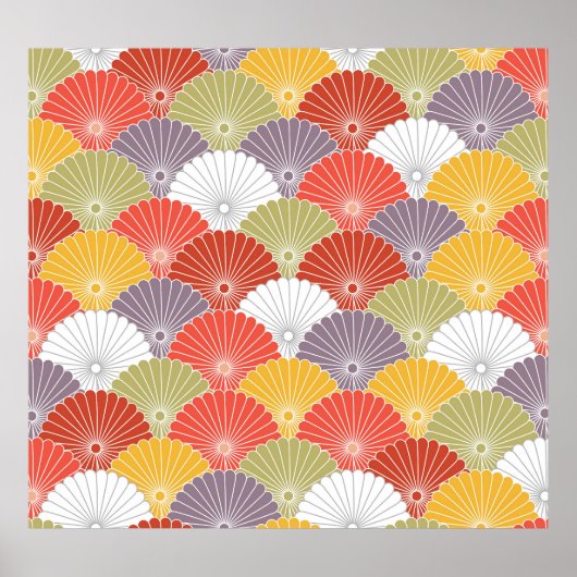 日本のフローラ波：カラフルヴィンテージ ポスター (正面)
