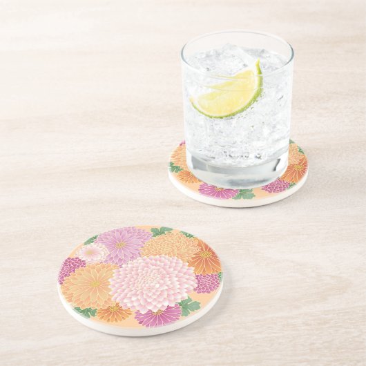 日本のフローラ着物柄ファインアート コースター (側面)