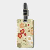 日本のフローラ着物柄ファインアート ラゲッジタグ (正面縦)