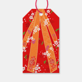 日本のフローラ着物柄春 ギフトタグ
