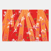 日本のフローラ着物柄春 ラッピングペーパーシート (正面2)