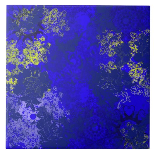 日本のフローラ青 タイル (正面)