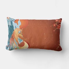 日本のフローラ – 錆オレンジエレガント織物 ランバークッション