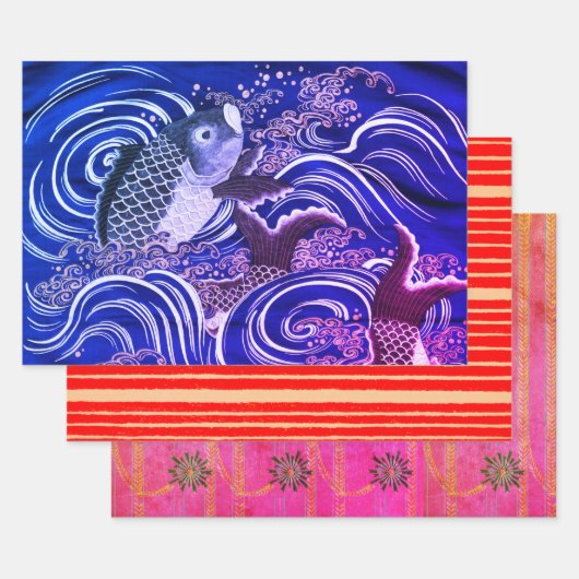 日本のプリントの水掛け紙 ラッピングペーパーシート (セット)