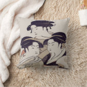 日本のプリント、三人の婦人 クッション (ブランケット)