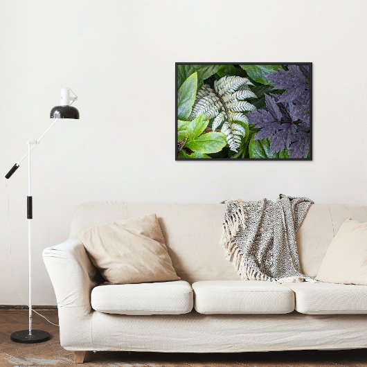 日本のペイントフェルンと葉の植物画 フォトプリント