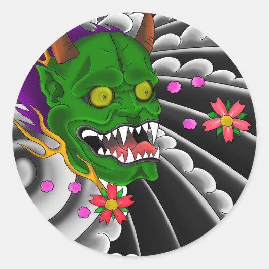 日本のマスクタトゥーデザイン ラウンドシール (正面)