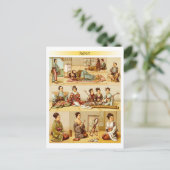 日本のマット伝統的床のライフスタイル ポストカード (スタンド正面)