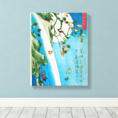 日本のムーンアンドウォーターフォールプリント キャンバスプリント (インサイチュ (ウッドフロア))