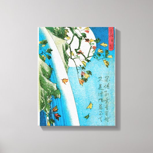 日本のムーンアンドウォーターフォールプリント キャンバスプリント (正面)