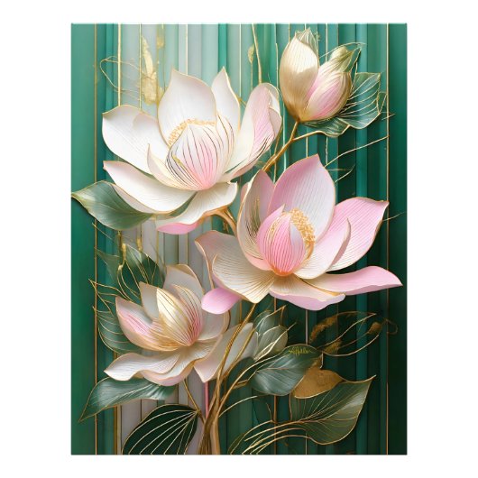 日本のモクレンアートの花咲く壁紙 フォトプリント            (正面)