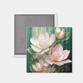 日本のモクレンアートの花咲く壁紙 マグネット (正面/裏面)