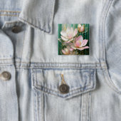 日本のモクレンアートの花咲く壁紙 缶バッジ (インサイチュ)