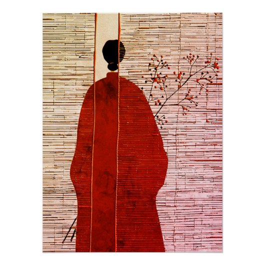 日本のモダンインスパイア果実のシルエット ポスター (正面)