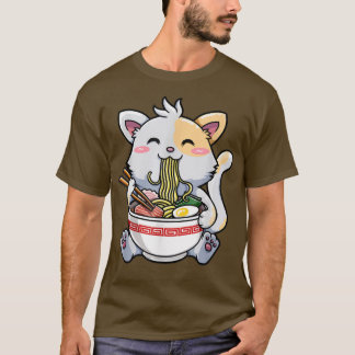 日本のラーメンかわいいアニメ猫好きパパママボーイ Tシャツ