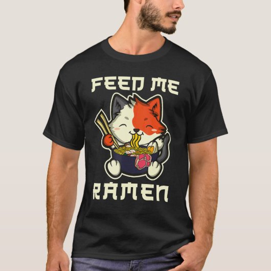 日本のラーメン猫 Tシャツ (正面)