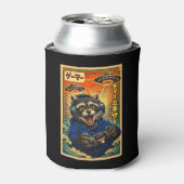 日本のレトロなヴィンテージUFOアライグマ面白いゲーマー 缶クーラー (缶正面)