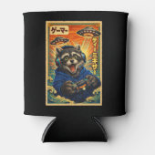 日本のレトロなヴィンテージUFOアライグマ面白いゲーマー 缶クーラー (正面)