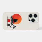日本のレトロな夕日 黒猫の屋根裏 iPhoneケース (裏面横)
