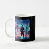 日本のレトロサイバー風ニンジャサムライ電柱 コーヒーマグカップ (左)