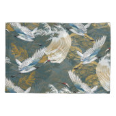 日本のヴィンテージな鶴の鳥模様 枕カバー (裏面)