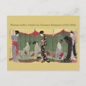 日本のヴィンテージの入り組んだ着物の柄と女性 ポストカード (正面)