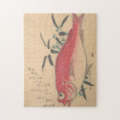 日本のヴィンテージアートレッドフィッシュ ジグソーパズル (縦)