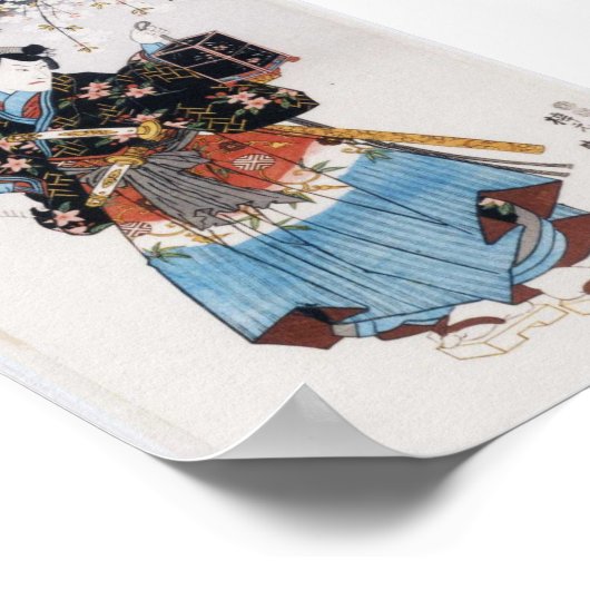 日本のヴィンテージクラシック浮世絵侍ポスター ポスター (角)