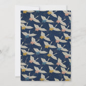 日本のヴィンテージクレーンブルーエレガントな結婚式 招待状 (裏面)