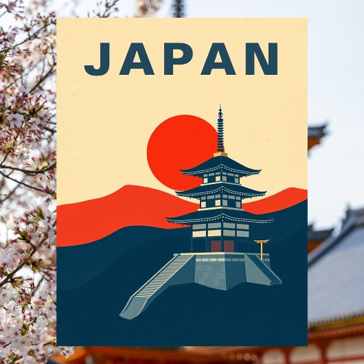 日本のヴィンテージ旅行アート 宝塔寺院 ポストカード