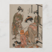 日本のヴィンテージ木版画アートプリント 茶道 ポストカード (正面)