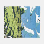 日本のヴィンテージ風景 フリースブランケット (正面(横))