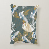 日本のヴィンテージ鶴の鳥模様 アクセントクッション (裏面(縦))