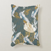 日本のヴィンテージ鶴の鳥模様 アクセントクッション (正面(垂直))