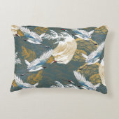 日本のヴィンテージ鶴の鳥模様 アクセントクッション (裏面)