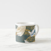 日本のヴィンテージ鶴の鳥模様 エスプレッソカップ (正面右)