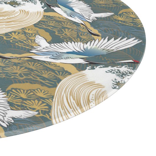 日本のヴィンテージ鶴の鳥模様 カッティングボード (角)