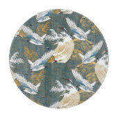 日本のヴィンテージ鶴の鳥模様 カッティングボード (正面)