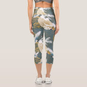 日本のヴィンテージ鶴の鳥模様 カプリレギンス (裏面)