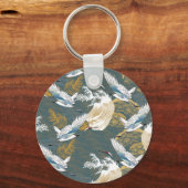 日本のヴィンテージ鶴の鳥模様 キーホルダー (裏面)